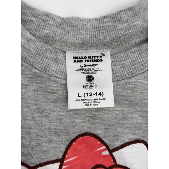 Hello Kitty & Friends Womens L 12-14 Gray Sweatshirt Joggers 2pc Set New - Picture 3 of 7